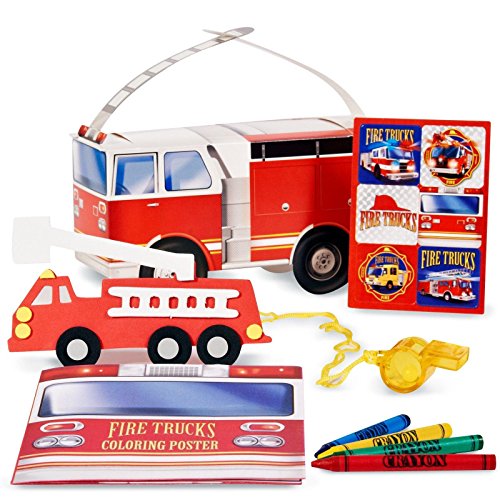Fire Trucks Filled Party Favor Box