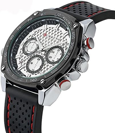 Men Sport Quartz Watch Alloy Dial Waterproof Military Watches Rubber Strap