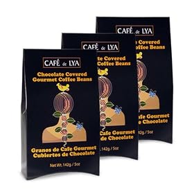 Cafe De Lya Milk Chocolate Covered Medium Roasted Gourmet Coffee Beans (3-Pack, Boxes of 5 oz each)