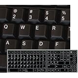 REPLACEMENT ENGLISH US KEYBOARD STICKER BLACK BACKGROUND