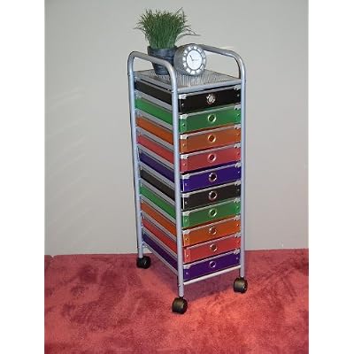 4D Concepts 10-Drawer Rolling Storage, Multi Color-Drawers