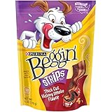 Beggin' Strips Dog Treats, Thick Cut Hickory Smoked Bacon, 6oz Pouch, Pack of 6