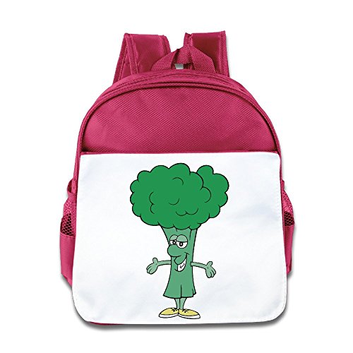 NATY Happy Silly Broccoli Cartoon Unisex School Backpacks With Pink For Youth
