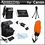 Essential Accessory Kit For Canon PowerShot D10, D20 Waterproof Digital Camera Includes Extended (1200Mah) Replacement NB-6L Battery + Ac/ D/c Travel Charger + Floating Strap + Deluxe Case + USB 2.0 SD Reader + Mini Tripod + MicroFiber Cleaning Cloth