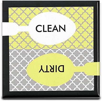 Clean Dirty Dishwasher Magnet - Moroccan Trellis Pattern Best for Modern Kitchen - YELLOW GREY | Housewarming / Hostess gift idea &amp; Gag Gift / Stocking Stuffers for Men and Women &amp; Chore-Avoiding Teen