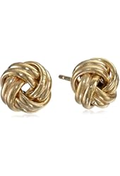 14k Yellow Gold Double Wrap Love Knot Stud Earrings