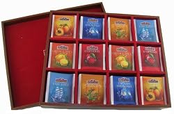 Bentley's Finest Teas Wood Grain Tea Chest, Variety Pack of 6 Flavors, Tea Bags, 120 Count Box