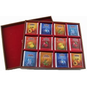 Bentley's Finest Teas Wood Grain Tea Chest, Variety Pack of 6 Flavors, Tea Bags, 120 Count Box