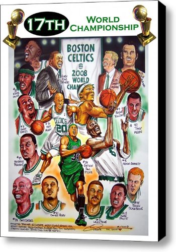Boston Celtics World Championship Newspaper Poster Canvas Print / Canvas Art - Artist Dave Olsen