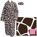 The Cat's Pajamas Giraffe Non-Flannel Robe with Pink Piping