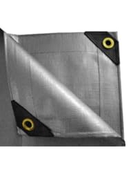 Extra Heavy Duty Silver Tarp Canopy Reinforced Tarpaulin w/ Extra Grip Eyelets (12 X 24)