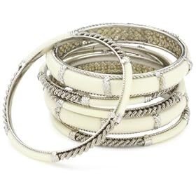 Chamak by priya kakkar 6 White Bangles fashioned with Silver 