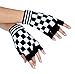 White Checkered Fingerless Gloves,4660D,multi-colored,One-Size