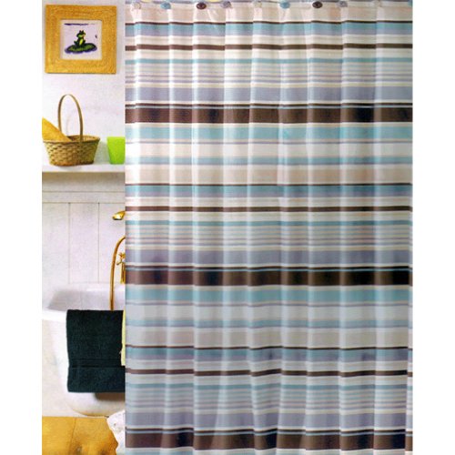 Blue & Brown Stripes Shower Curtain