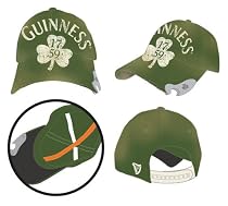Guinness Irish Beer Alcohol - Green Clover Bottle Opener Adj Irish Baseball Hat Cap