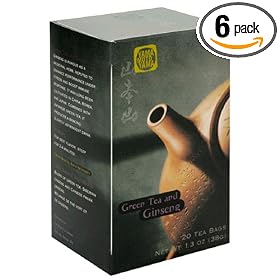 Stash Premium YMY 1690 Green Tea and Ginseng, Tea Bags, 20-Count Boxes (Pack of 6)