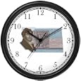 Jean-Francois Champollion - decipher of Heiroglyphics - Rosetta Stone - Egyptian Theme Wall Clock by WatchBuddy Timepieces (Slate Blue Frame)