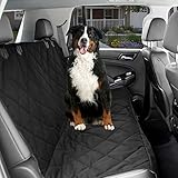 Dog Car Seat Cover - Black Waterproof Non Slip Padded Quilted Protector with Seat Anchors and Heat Straps