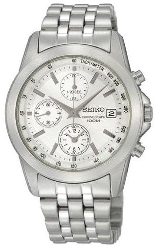 Seiko Stainless Steel Chronograph Mens Watch Silver Dial