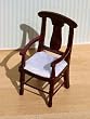 Dollhouse Miniature Mahogany Arm Chair with White Seat