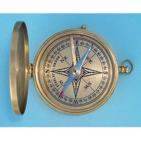 Large Antique Finish Brass Pocket Compass