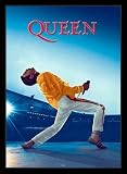 Queen (Freddie Mercury Live) Black Wood-Mounted Music Poster Print - 24