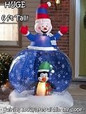 Huge 6 Foot Outdoor Decoration Yard Art - Inflatable Christmas Snowman & Penguin Snow Globe w/fans for blowing snowflakes inside!