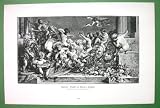 AMORS Cupids Have Fun Music Flowers - Antique Print Wood Engraving