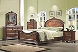 Roundhill Furniture Huat Crowning Rustic 5-Piece Wood Bedroom Set with Bed, Dresser, Mirror, Nightstand, Chest, Queen, Cherry