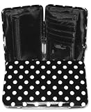 Black White Polka Dot Clutch Opera Wallet Purse Hard Case Flat