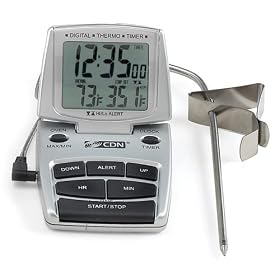 Click here to buy CDN DTTC-S-SP Spanish ProAccurate Probe Thermometer Timer and Clock, Silver by CDN.