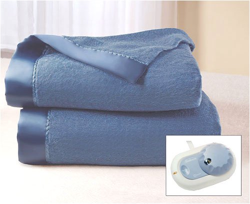 Sunbeam King Royal Nights Denim Blue Electric Heated Warming Blanket