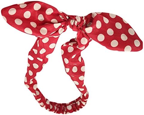 JUDIER Tied Bow Polka Dot Headwrap Headband (red)