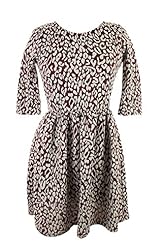 Fit-and-Flare  Leopard Print Polyester  Dress With a Bow(s)
