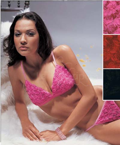 Buy Alys Rose Ruffle Bra and Panty Set / Sexy Rose Bra with Matching Thong