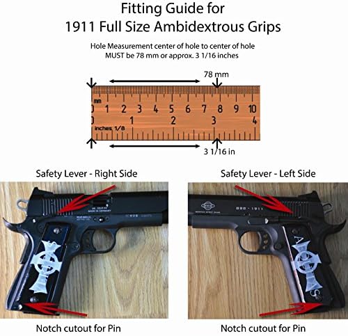 1911 Full Size Ambidextrous SPD Acrylic Custom Grips Dark Grim
