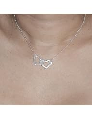Double Heart Necklace Hand Made Sterling Silver