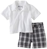 Kenneth Cole Baby-boys Infant Polo And Plaid Short, White, 18 Months