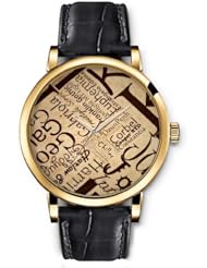 SPRAWL Aanalog Fashion Series Gold Ladies Watches of Genuine Black Leather Strap,Unique Wrist Watch for Women Girls Designed with alphabet
