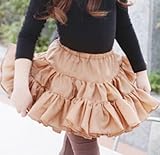 【韓国子供服】【100cm】【130cm】ティアードスカート・3段2枚重ね(ベージュ)／Peach Cream (100(5))