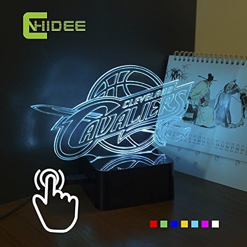 CNHIDEE Cleveland Cavaliers NBA Basketball Team 3d Optical Illusion Table lamp with 7 Colors of light perfect for night light and table lighting for NBA fans. (Cleveland Cavaliers)