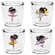 Beautiful Ballerinas (AFR) 12 oz Double-Old-Fashioned Insulated Beverage Tumblers Set, Clear (4 designs)