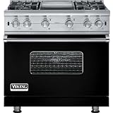 Viking Vgcc536-4glp 36-inch Pro Series Propane Gas Range With 4 Burners And Griddle - Black