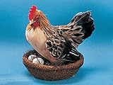 Chicken On Nest Decoration Hen Rooster Figurine Avian Lifelike Model