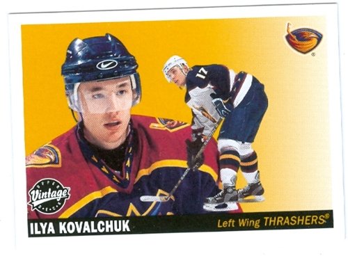 Ilya Kovalchuk hockey card 2002 Upper Deck Vintage #13 (Thrashers - New Jersey Devils star) Rookie C