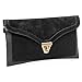 BMC Womens Textured PU Leather Suede Topped Envelope Flap Handbag Fashion Clutch
