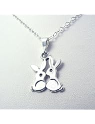 Bunny Love Sterling Silver Charm Pendant Necklace Nature Woodland Jewelry