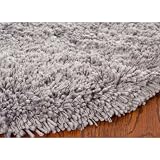 Safavieh SG240G Shag Collection Classic Handmade Grey Shag Round Area Rug, 4-Feet Round