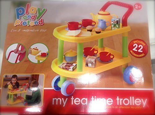 Pretend Play Childrens Tea &amp; Cake Trolley with 22 accessories! Ages 2+ by Play &amp; Pretend