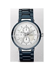 Fossil Womens CE1047 Blue Ceramic Quartz Watch with White Dial